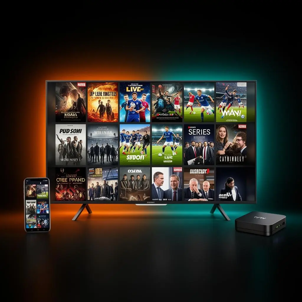 Interface IPTV Benefácil Brasil em Smart TV mostrando canais em 4K